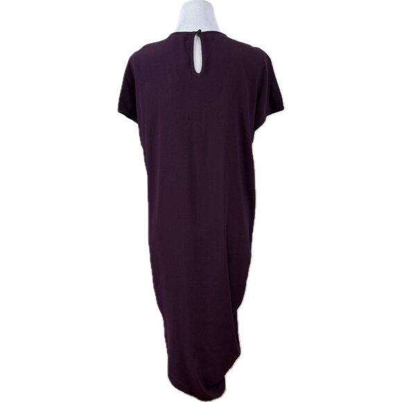 Universal Standard Iconic Geneva Luxe Dress Crepe Crew Neck Plum Purple 6-8 - Picture 3 of 8